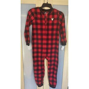 Carter’s Sz 8 Santa’s Helper Pajamas Red/Black Christmas Casual Fleece Comfy
